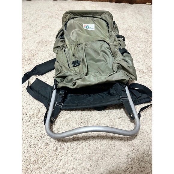 Hi Adventure External Frame Hiking Backpack Olive Green Vntge Trekking-Rucksack - Picture 3 of 7